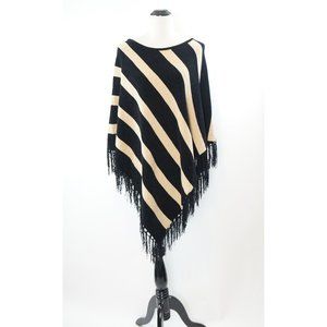 Chenille Poncho, Stripe, Fringe